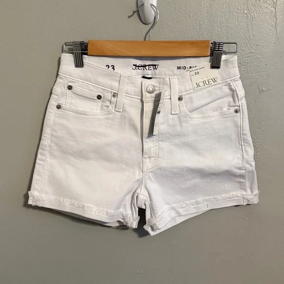 J.CREW 23 Denim Short White Cotton Blend Stretch Pockets Zip Summer - Picture 2 of 6